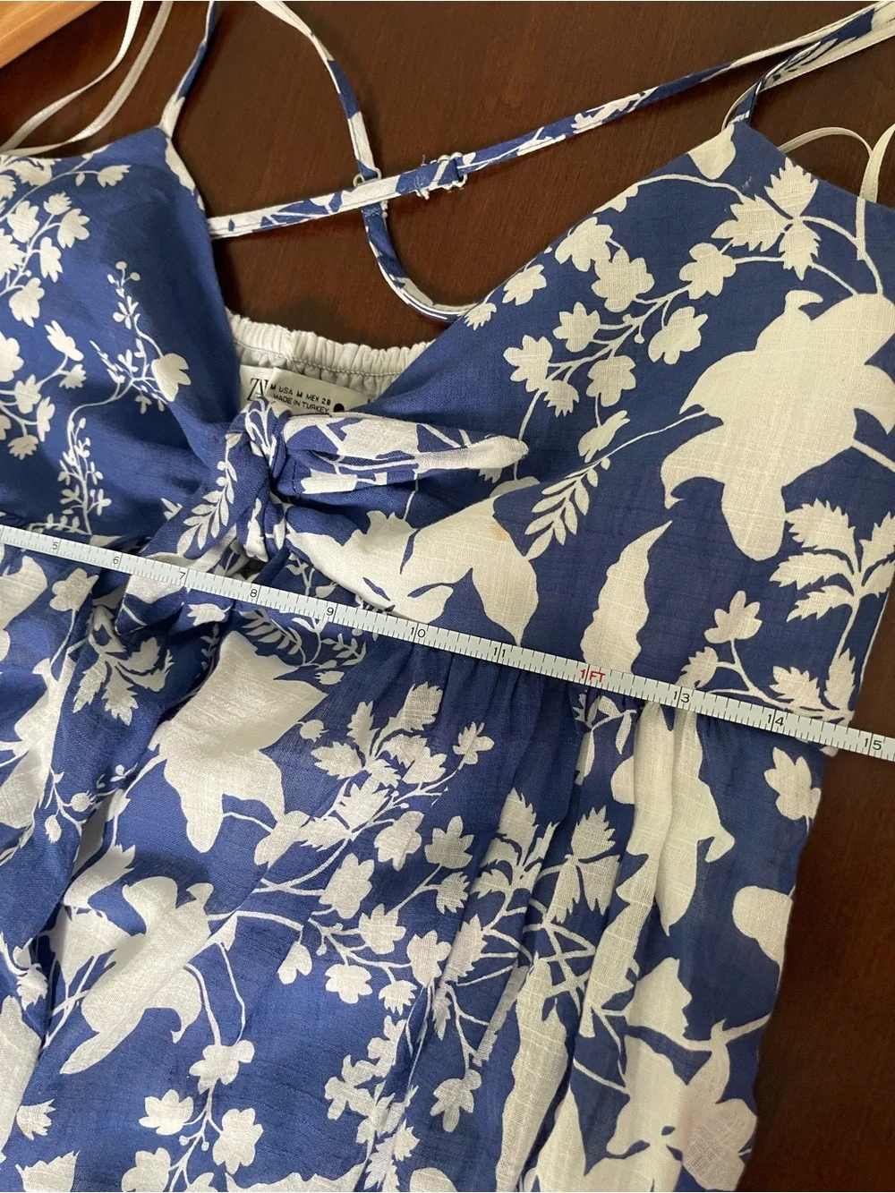 Zara Blue & White Floral Maxi Dress - Spaghetti Straps